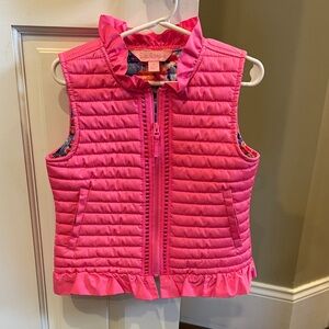 Lily Pulitzer Pink Ruffle Puffer Vest girls size S 4-5